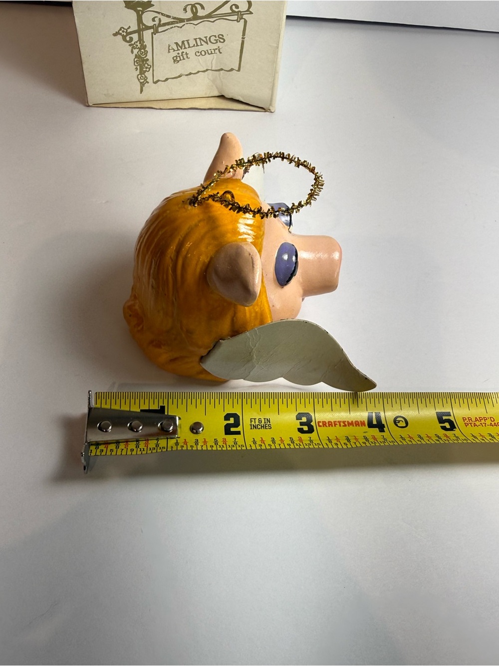 Vintage Muppets Miss Piggy Christmas Angel Ornament Paper Machete Stamped 1979 - Picture 9 of 9